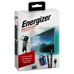 Energizer 1M USB TV Multi Colour Remote LED Strips Light Kit Mood Light 2x 50CM - Picture 1 of 7