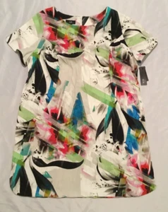 AGB Kleid Größe 24 W weiß bunt Blumen Kurzarm Reißverschluss kurzes Kleid - Bild 1 von 6