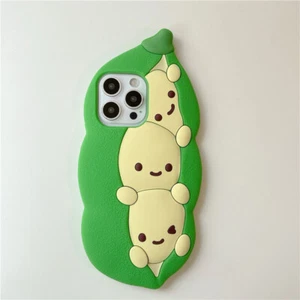 3D Green Peas Silicone Soft Case Shockproof Cover for iPhone 16 15 14 13 Pro Max - Picture 1 of 13