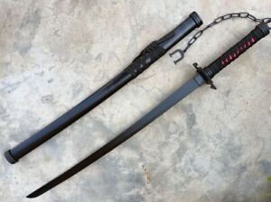 Handmade Spring Steel Black Blade Real Japanese Katana Samurai Swords
