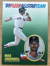 1989 Fleer Mike Greenwell All Star Team Card #6 Red Sox Mid-Grade EXMT Bad Edge