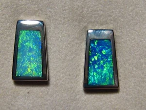 Pendientes grandes de ópalo, oro blanco macizo de 14 k - Imagen 1 de 11