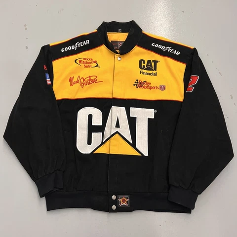Vintage JH Design Ward Burton Autographed Signed #22 CAT Racing NASCAR Mens XL Cover