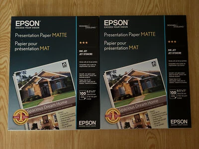 Lot of 2 Epson Presentation Paper MATTE (8.5x11 Inches, 100 Sheets) Brand New - Image 1 of 2