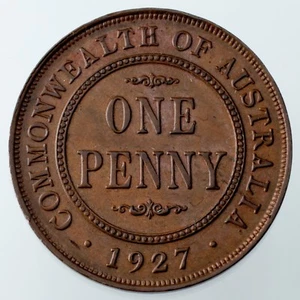 1927-M Australia Penny Brown Color, AU Condition KM #23 - Picture 1 of 4