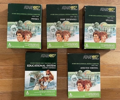 SET 5 casetes del sistema educativo Atari ortografía física escritura sociología 1979 Foto 1 de 2
