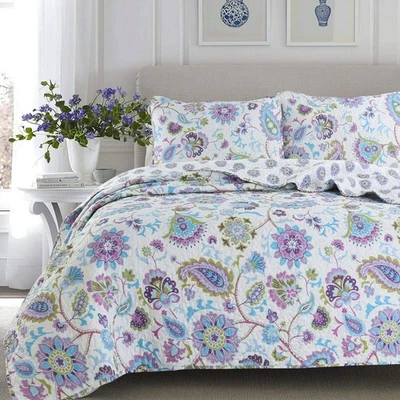Juego de cama edredón reversible cachemira floral púrpura lavanda lila, cobertor B... Foto 1 de 4
