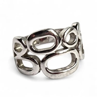 Lia Sophia "Structure" Modern Abstract Cutout Openwork Silver Tone Ring Size 9 - Image 1 of 4