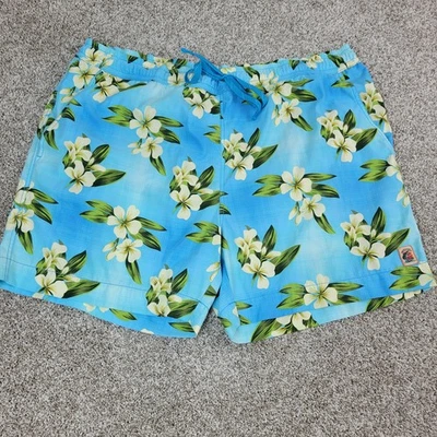 Traje de baño vintage Tommy Bahama para hombre 2XL azul forrado floral con cordón Foto 1 de 4
