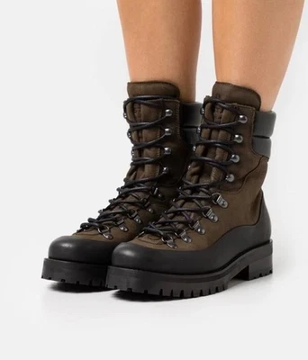 Bota de Combate Belstaff Mountain Goma Recortada Nubuck y Cuero Ejército Caqui Talla 10 Foto 1 de 4