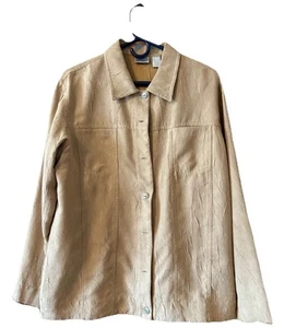 Chico's Beige Jacket Size 2/Large Long Sleeve Polyester Button-up - Picture 1 of 4