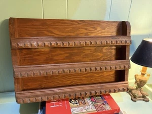 Gorgeous Vintage Wood Wall Magazine, Book, Record Shelf Rack Amazing Trim Detail - Picture 1 of 9