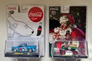 2023 M2 Machines Coca-Cola Christmas 1989 GMC Sierra 1500 & 1960 VW Cab Truck 2 - Picture 1 of 4