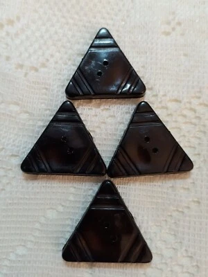 4 Black Triangle 2 Hole Buttons Approx - 25 mm  - image 1 of 3