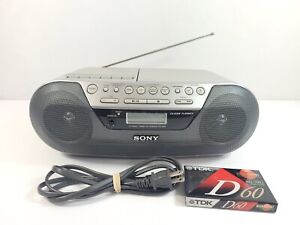 Sony Radio AM/FM CD Cassette Model CFD-S05 Gray Portable BoomBox w/Tape, Working