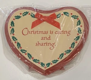 American Greetings Freestanding Wooden HEART: “Christmas Is Caring And Sharing” - Picture 1 of 3