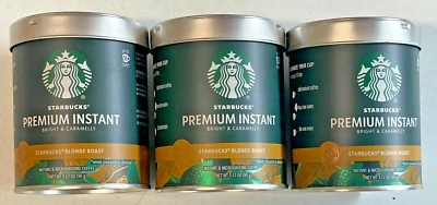 Starbucks Blonde Roast, Premium Instant Coffee, 100% Arabica 3 Tins - BB:08/2025