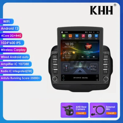 64G Car Radio Stereo Android 13 GPS NAVI Player 9.7" For Jeep Renegade 2015-2020 — 第 1/4 张图片