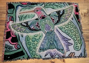 Hummingbird Throw Blanket Sue Coccia Pure Country Weavers Earth Art Tapestry - Picture 1 of 7