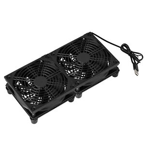 USB Powered Cooler Dual 12cm Fan 2000RPM PC Router Modem Table Stand Air Cooling