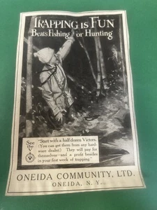RARE 1916 MAGAZINE PRINT AD “TRAPPING IS FUN” ONEIDA COMMUNITY LTD. 4.5”x7.25” - Picture 1 of 4