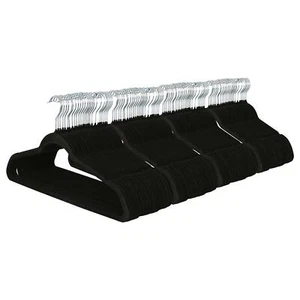 100x Perchas Antideslizantes de Terciopelo 45 cm Negro Traje Camisas Pantalón Bar Percha de Ropa - Imagen 1 de 7