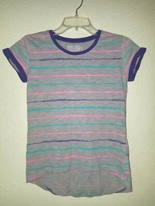 Sweet Hi-low Girl's GREEN SODA Size XL 14 Multi Color Striped Tee Shirt - Picture 1 of 8