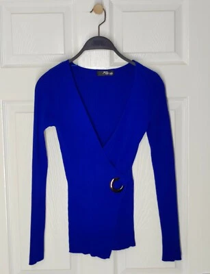 JANE NORMAN Blue Stretch Long Sleeve Jumper Viscose/Naylon UK 8 EU 36 - Image 1 of 4