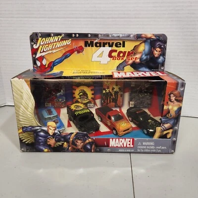 Johnny Lightning MARVEL (4) Car Boxed Collector Set Spiderman/Wolverine 2002 - Image 1 of 4