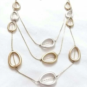 Premier Designs layered Necklace silver gold floating coastal grandma norm core - Picture 1 of 7