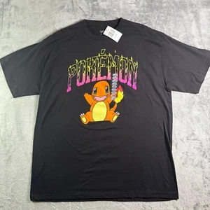 Pokemon Charmander Graphic Tee Flame Fire Evolution Black T-Shirt XL - Picture 1 of 8