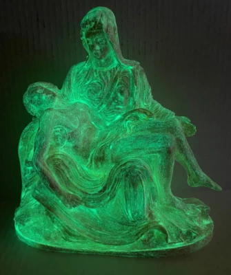 Vintage Michelangelo Statue Pieta'  " Glow in the Dark "  9.5" Alabaster Italy - Image 1 of 4
