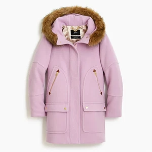 JCrew Chateau Petite Parka italienisches Stadiontuch Wollmantel Gr. P0 MATTIERTER LILA - Bild 1 von 8