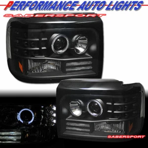 Par de faros de proyector Halo negros con luces de estacionamiento LED para 92-96 Bronco F150 - Imagen 1 de 3