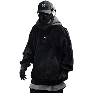 Niepce Detachable Japanese Streetwear Hoodie Patchwork Pullover for Men - Picture 1 of 44