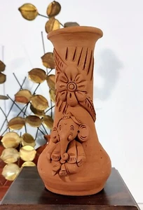 Jarrón de terracota hecho a mano Ganesha hindú budista elefante deidad - Imagen 1 de 7