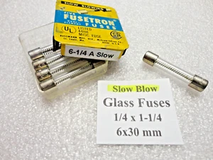 Fusibili in vetro soffiato lento 6-1/4 Amp, 6 x 30 mm 1/4 x 1-1/4 250 Volt, spedizione veloce USA - Foto 1 di 1
