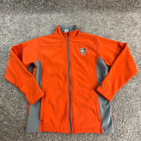 Bowling Green State University Falcons Jacket Mens Medium Orange Gray Zip * Cover