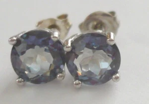 Estate Sterling Tanzanite 6mm Stud Post Earrings, Beautiful Color - Picture 1 of 10