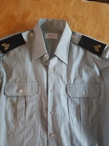 Van Heusen Light Green Military Issue Button-Up Shirt Sz 16 1/2 x 36/37 Vintage - Picture 1 of 8