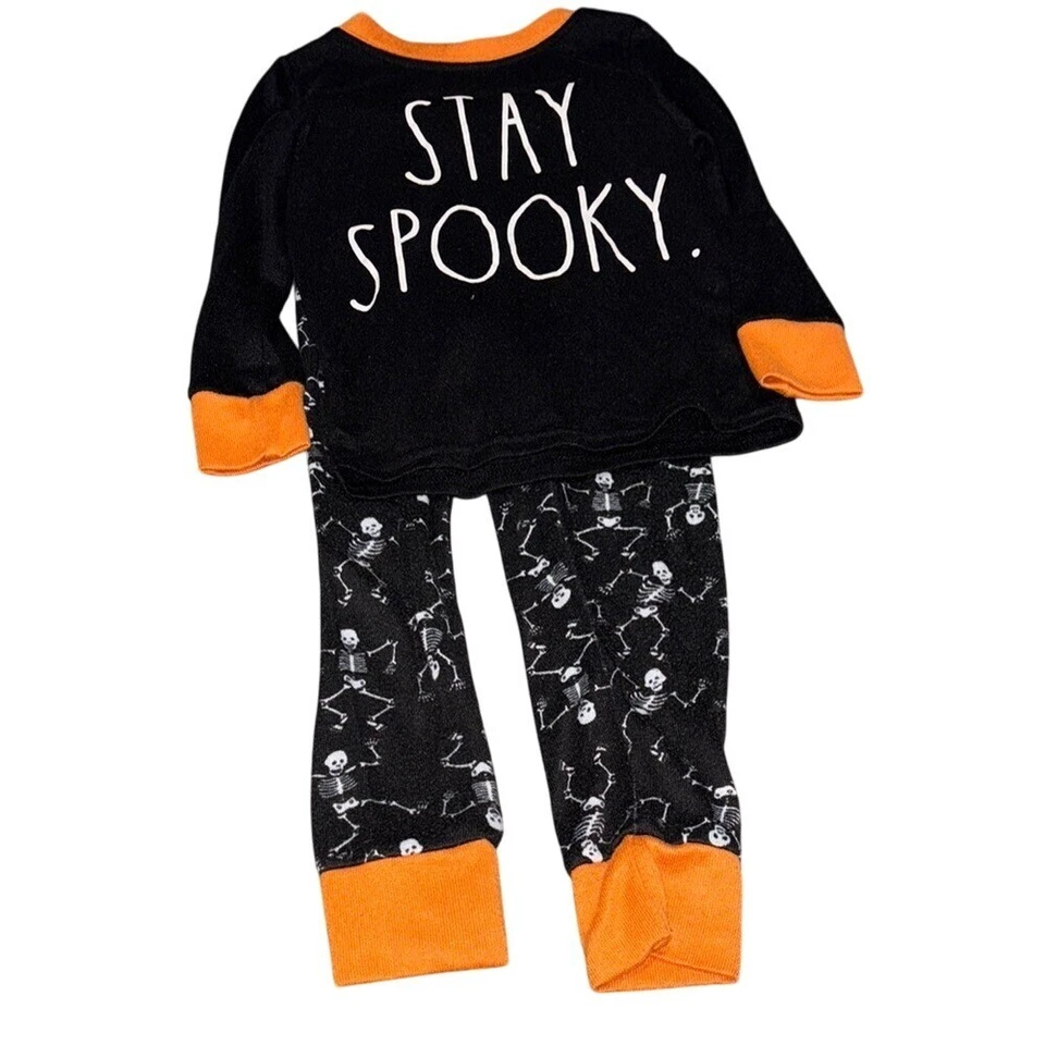 Conjunto de Pijama Rae Dunn Stay Spooky Halloween Esqueleto Acabamento Laranja Tamanho 6 - Imagem 1 de 1