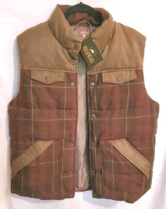 Red Head Men's Burgundy Plaid Puffer Vest L Snap Button Workwear Casual *READ* - Picture 1 of 9
