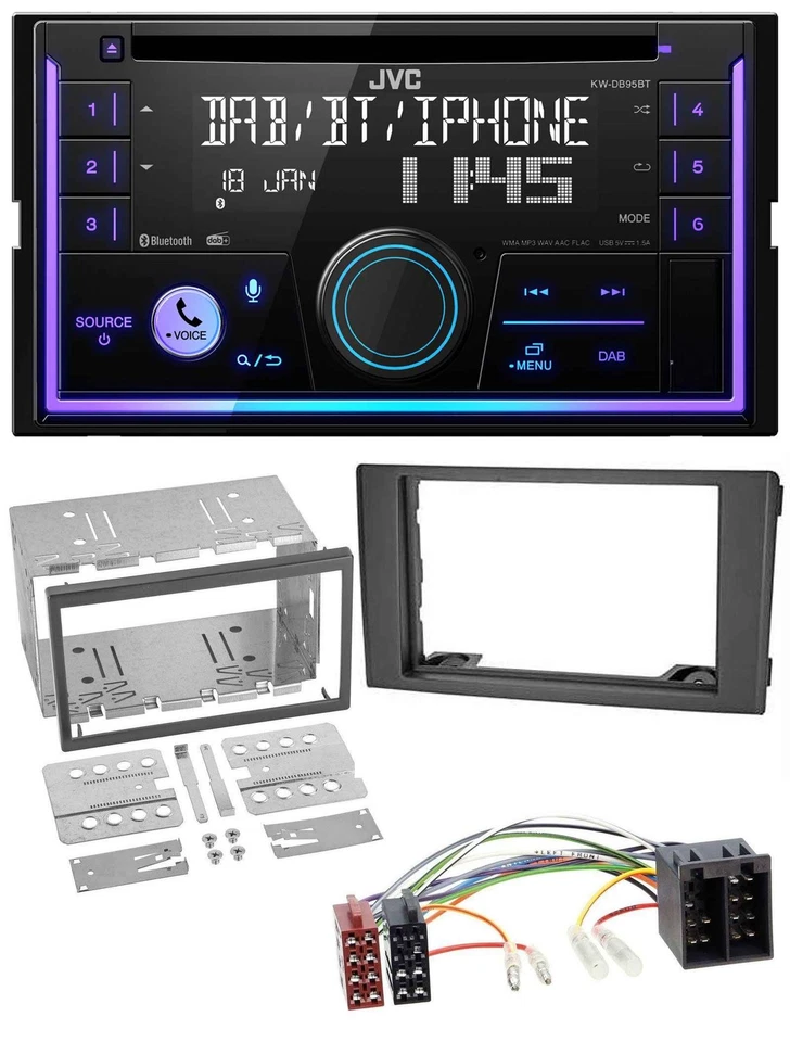JVC MP3 USB 2DIN DAB Bluetooth CD Autoradio für Iveco Daily 06-14 schwarz - Bild 1 von 4