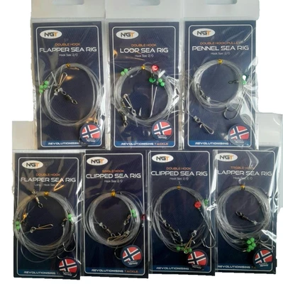 Sea Fishing Rigs Hooks Pennel, Pulley, Flapper, Clipped 2/0 NGT Cod Flatfish - Image 1 of 4