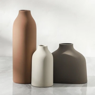 Conjunto de 3 Vaso de Cerâmica, Vaso de Flores Decoração para Casa, Decoração Rústica Moderna de Fazenda Po... - Imagem 1 de 4