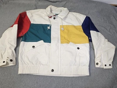 Chaqueta antiniebla London vintage para hombre mediana blanca bloque de color vela náutica años 90 Foto 1 de 4
