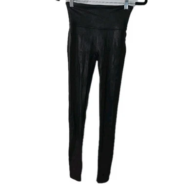 Leggings para mujer Spanx imitación cuero negro brillante talla pequeña Foto 1 de 4