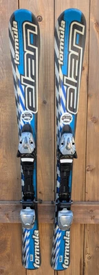 Grandes esquís de nieve alpinos ELAN medidas 43" largo 110 cm acabado AZUL Foto 1 de 4