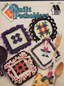 VTG!ANNIE'S ATTIC CROCHET QUILT POTHOLDERS - Picture 1 of 2