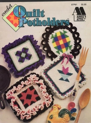 VTG!ANNIE'S ATTIC CROCHET QUILT POTHOLDERS - Image 1 of 2